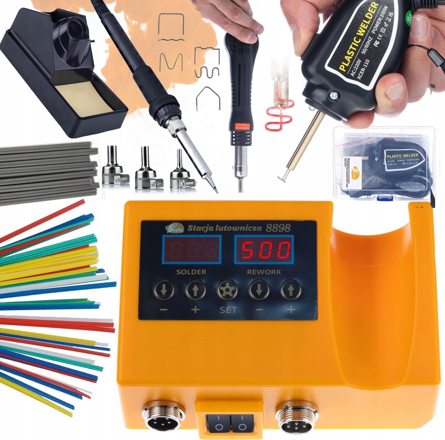 Rosfix ZESTAW STACJA LUTOWNICZA 2W1 LUTOWNICA MOCNA + ZSZYWACZ 400X ZSZYWKI SPOIWA