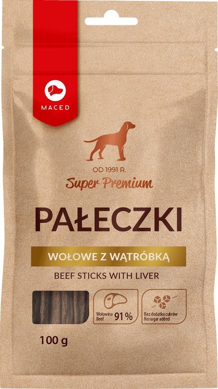 Maced Przysmak pałeczki wołowe z wątróbką 100g