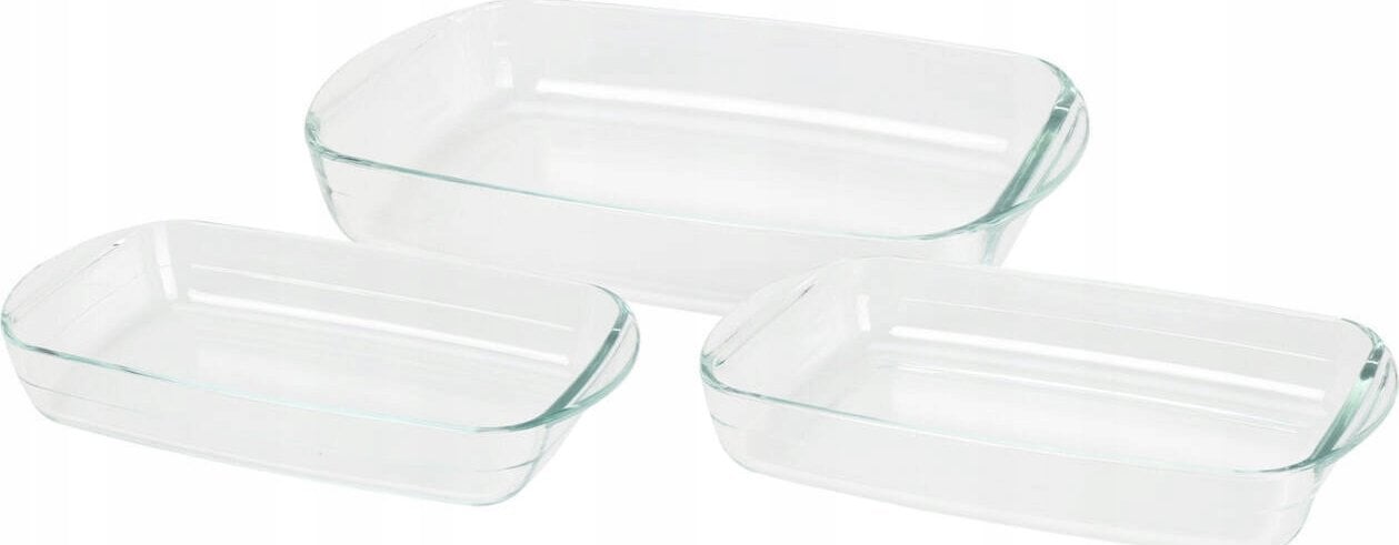 Naczynia do zapiekania z hartowanego szkła, 3 sztuki