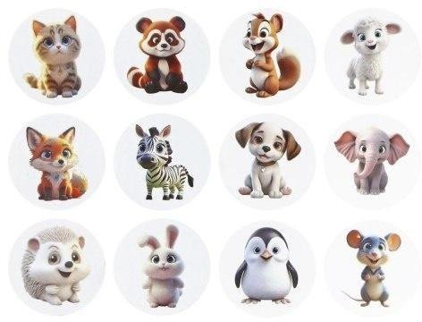 Zdesign Naklejki papierowe na taśmie Zwierzątka 500szt