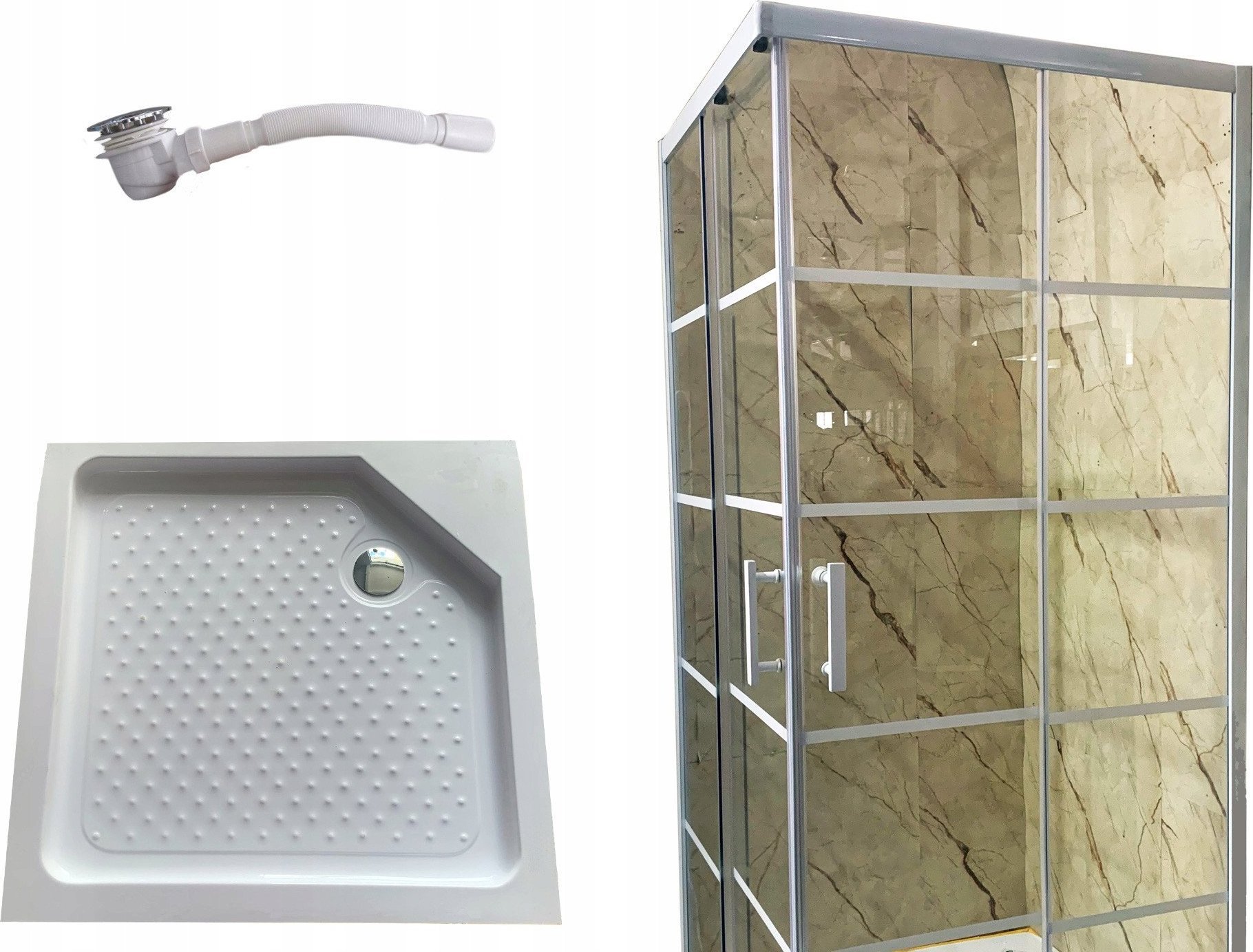 Toule Kabina prysznicowa 90x90 biała Loft 198cm brodzik