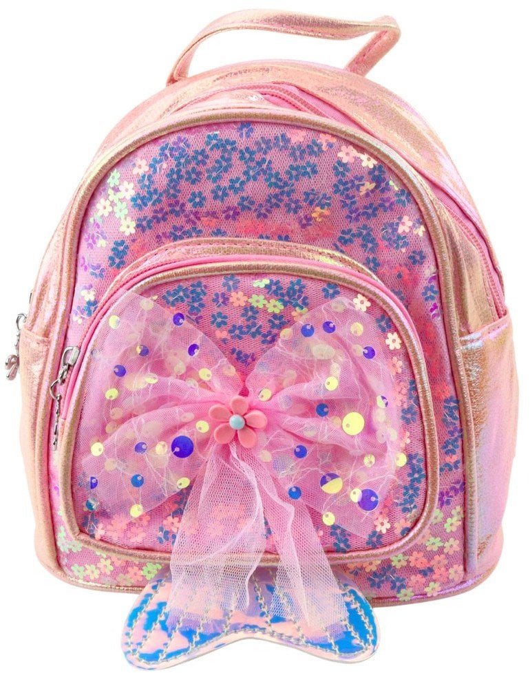 Plecak Dziecięcy Cekiny Tiulowa Kokarda Różowy 20cm 3,8L
