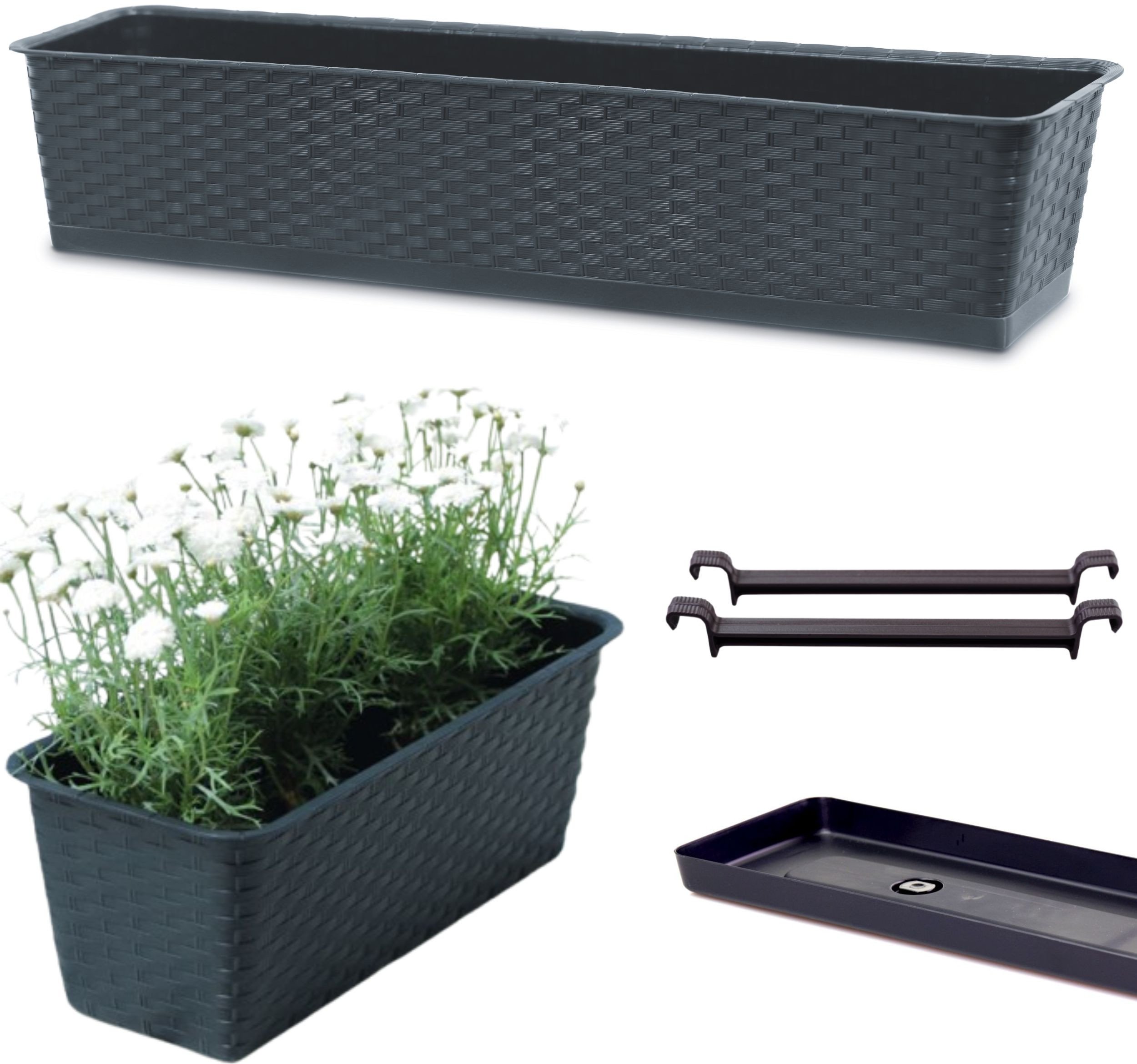 Skrzynka balkonowa Ratolla z podstawką ISR800P Doniczka prostokątna