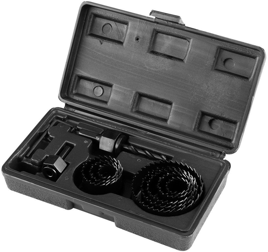 Otwornice do drewna z adapterami 19 - 64 mm, zestaw 12 szt.