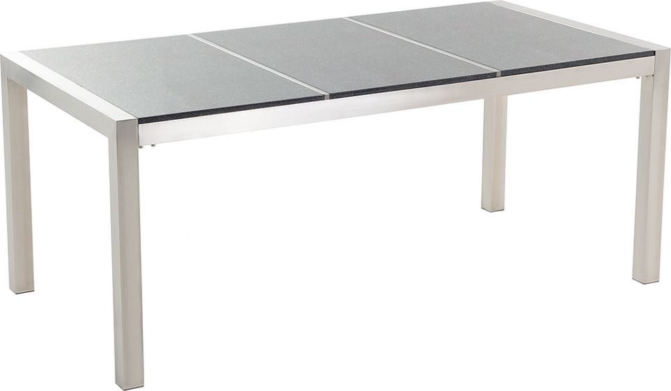 Beliani Stół ogrodowy granitowy dzielony blat 180 x 90 cm szary GROSSETO