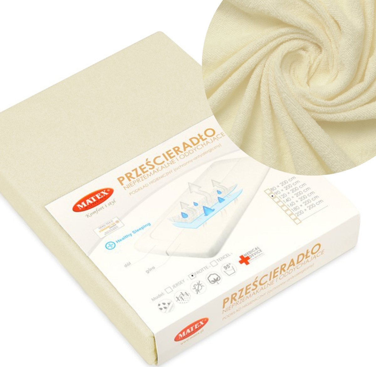 BabyMatex Prześcieradło Ochronne 60 x 120 z Gumką FROTTE 02
