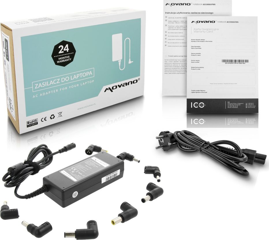 Zasilacz do laptopa Movano 90 W, 6 A, 20 V (ZZ/UNI90)