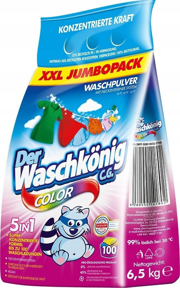 WASCHKONIG WASCHKONIG PROSZEK DO PRANIA COLOR 6,5 KG FOLIA 1802