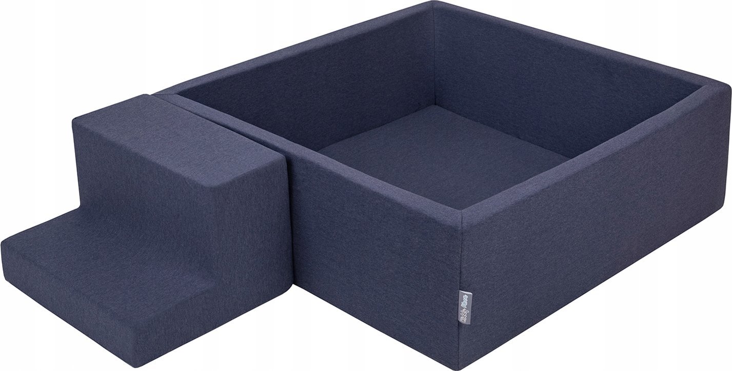 KiddyMoon Piankowy plac zabaw PPZP-KW30D-122 z piłeczkami granatowy: jasny zielony-pomarańcz-turkus-niebieski-babyblue-żółty basen 200/schodek Zabawka