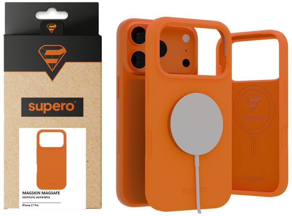 SUPERO Etui silikonowe MagSkin MagSafe do iPhone 17 Pro, pomarańczowe