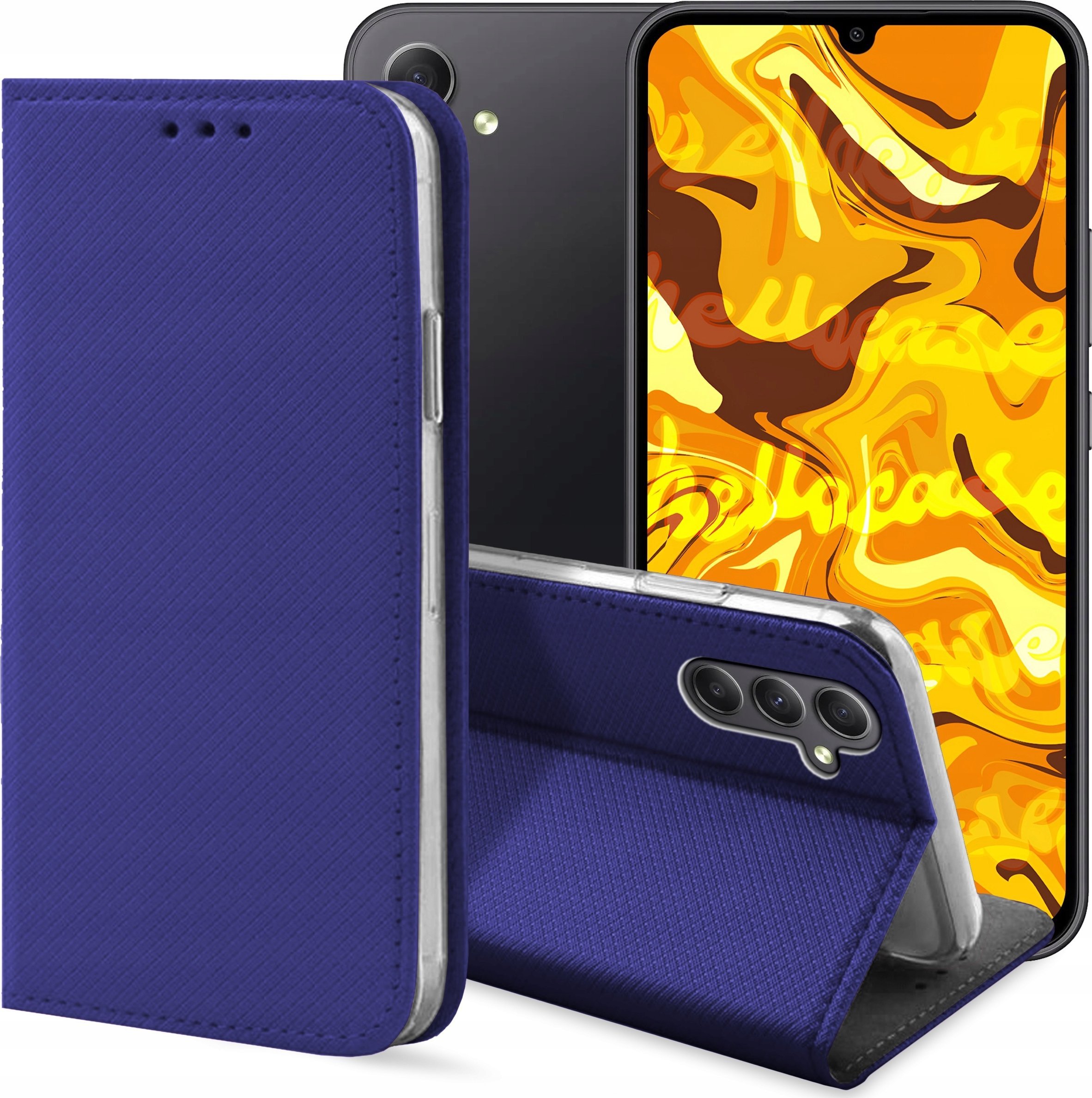 ETUI Z KLAPKĄ DO SAMSUNG GALAXY A34 5G GRANATOWE ZAMYKANE MAGNETYCZNE CASE