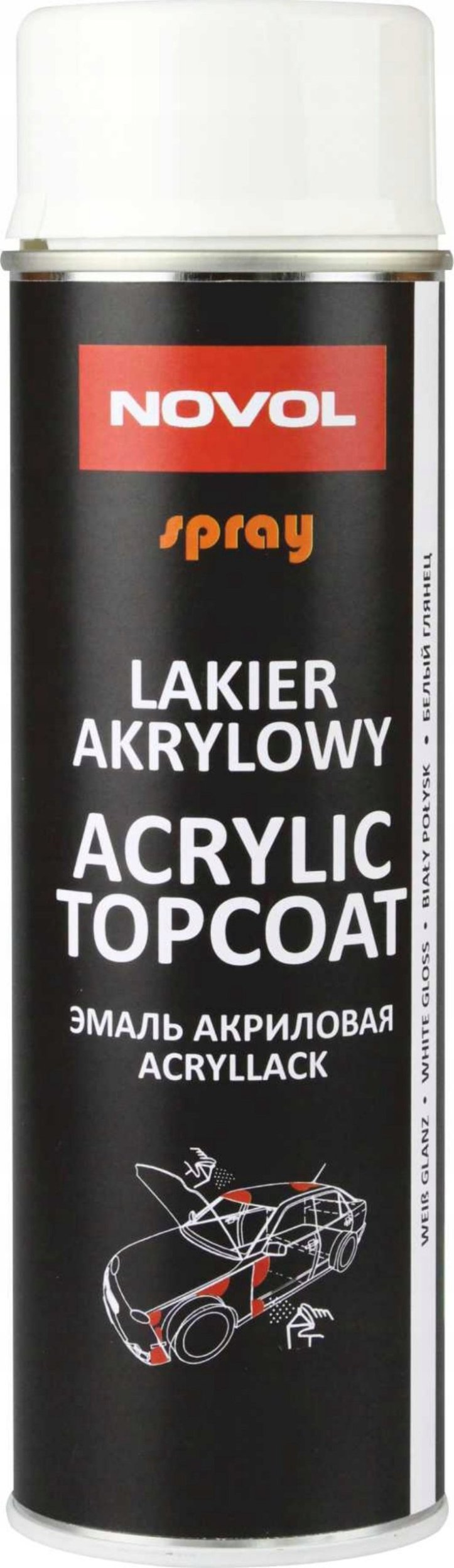 Novol SPRAY ACRYL TOPCOAT BIAÅY POÅYSK 500 ML