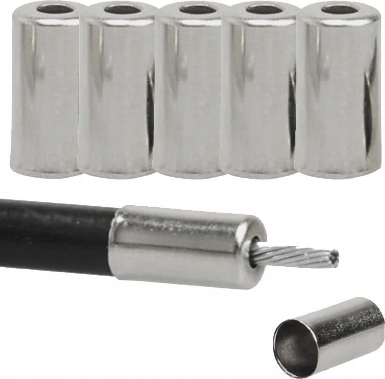 KOŃCÓWKI DO PANCERZA PRZERZUTKI 4MM KOŃCÓWKA PANCERZA PRZERZUTEK ALU 5 SZT