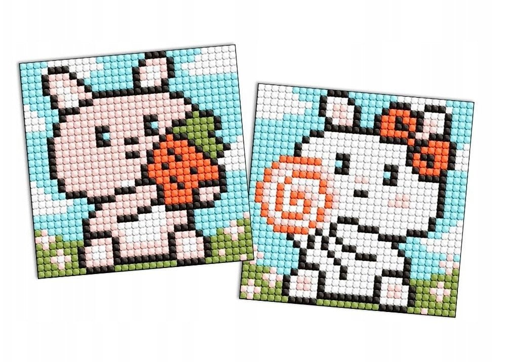 Diamentowa mozaika na naklejce IDEYKA, 9x9 cm, kids, śliczne króliczki, 2 szt.