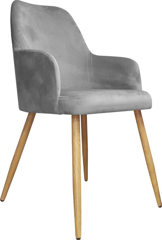 Atos Krzesło WEZERA VELVET szare/dąb z do salonu ATOS