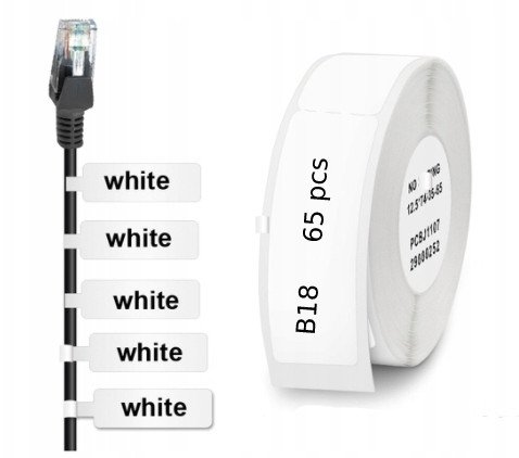 .NIIMBOT ETYKIETY Naklejki do B18 BIAŁE do KABLI