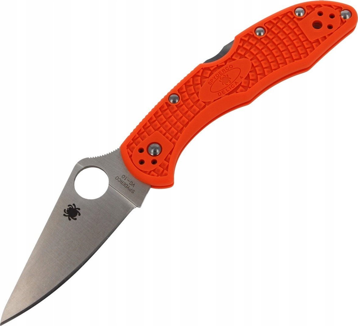 Spyderco Nóż składany Spyderco Delica 4 FRN Orange Flat Ground Plain (C11FPOR)