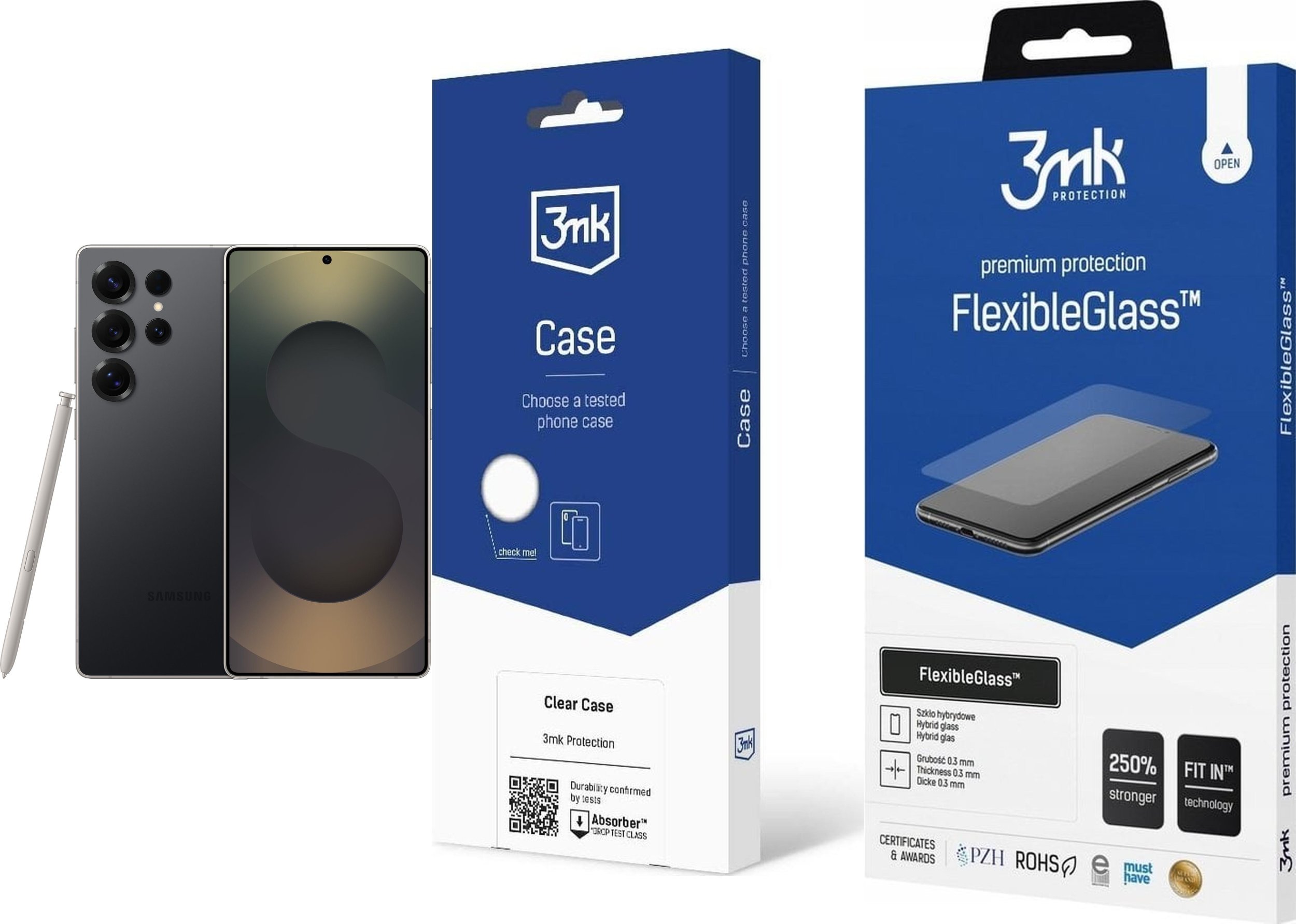 Smartfon Samsung Galaxy S25 Ultra 12/256GB Czarny (SM-S938BZK) + FlexibleGlass + Etui Clear Case