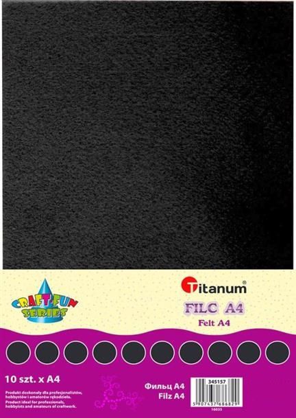 Titanum Filc dekoracyjny, 10ark format A4 czarny CRAFT-FUN
