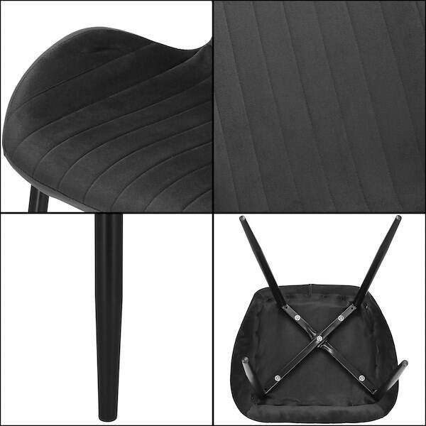 Springos Krzesło tapicerowane profilowane, welurowe do salonu, jadalni ciemnoszare UNIWERSALNY