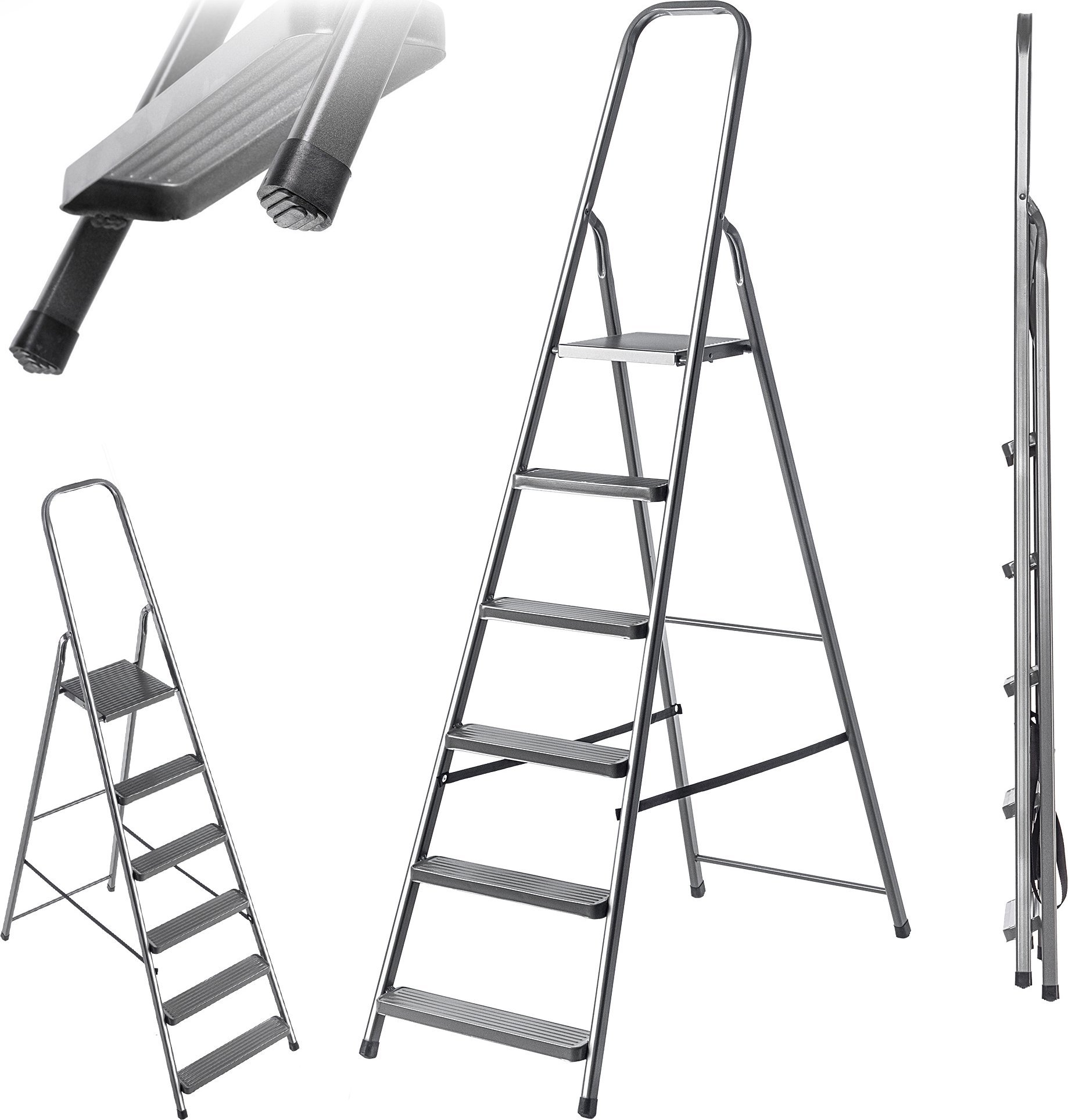 Drabina Stalowa 6 Stopniowa Domowa Drabinka Składana Stopnie Solidna 125kg