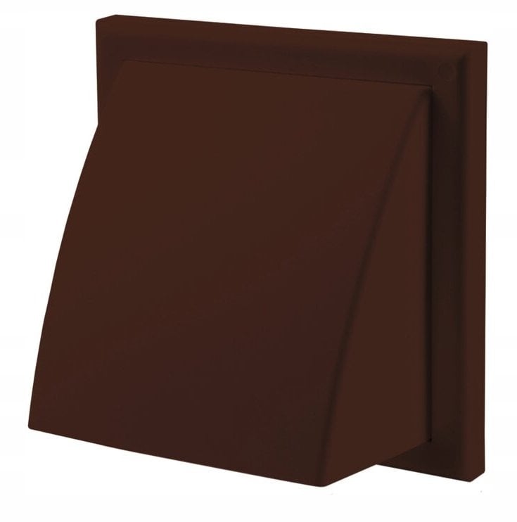 Wylot ścienny z zaworem zwrotnym i okapem 187x187m fi 125mm brąz MW122AZPKBR