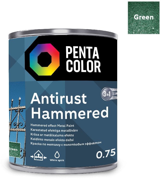 PAINT PENTAC ANTIRUST HAMMERED GRN 750ML