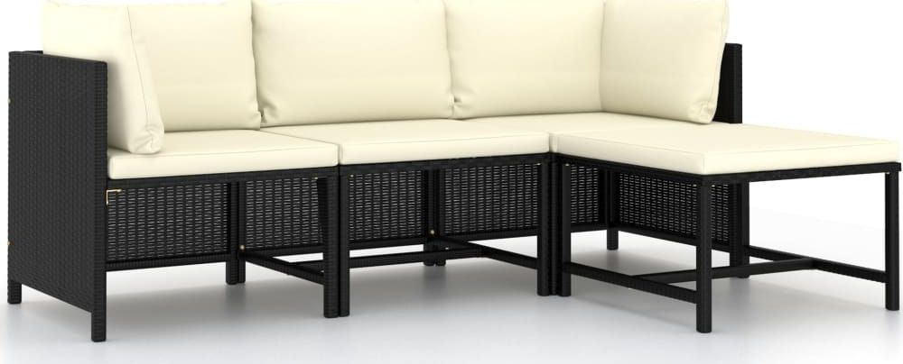 vidaXL 4-częściowa sofa ogrodowa poduszki, rattan PE czarna