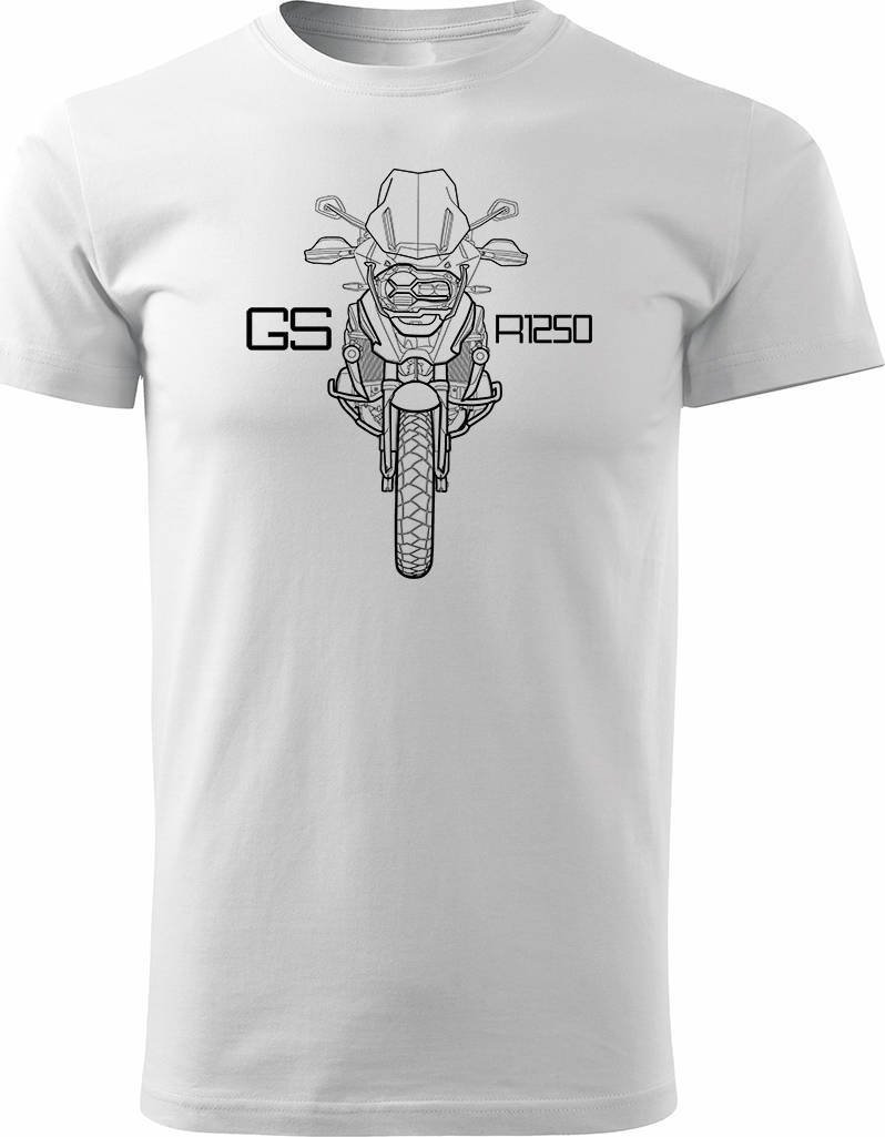 Topslang Koszulka motocyklowa z motocyklem na motor BMW GS 1250 ADVENTURE męska biała REGULAR XXL