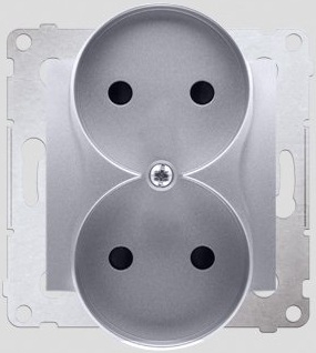 Kontakt-Simon Gniazdo podwójne SIMON54 b/u 16A IP20 srebrny mat - DG2MZ.01/43