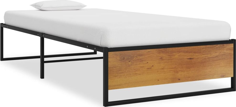 vidaXL Rama łóżka, czarna, metalowa, 90 x 200 cm
