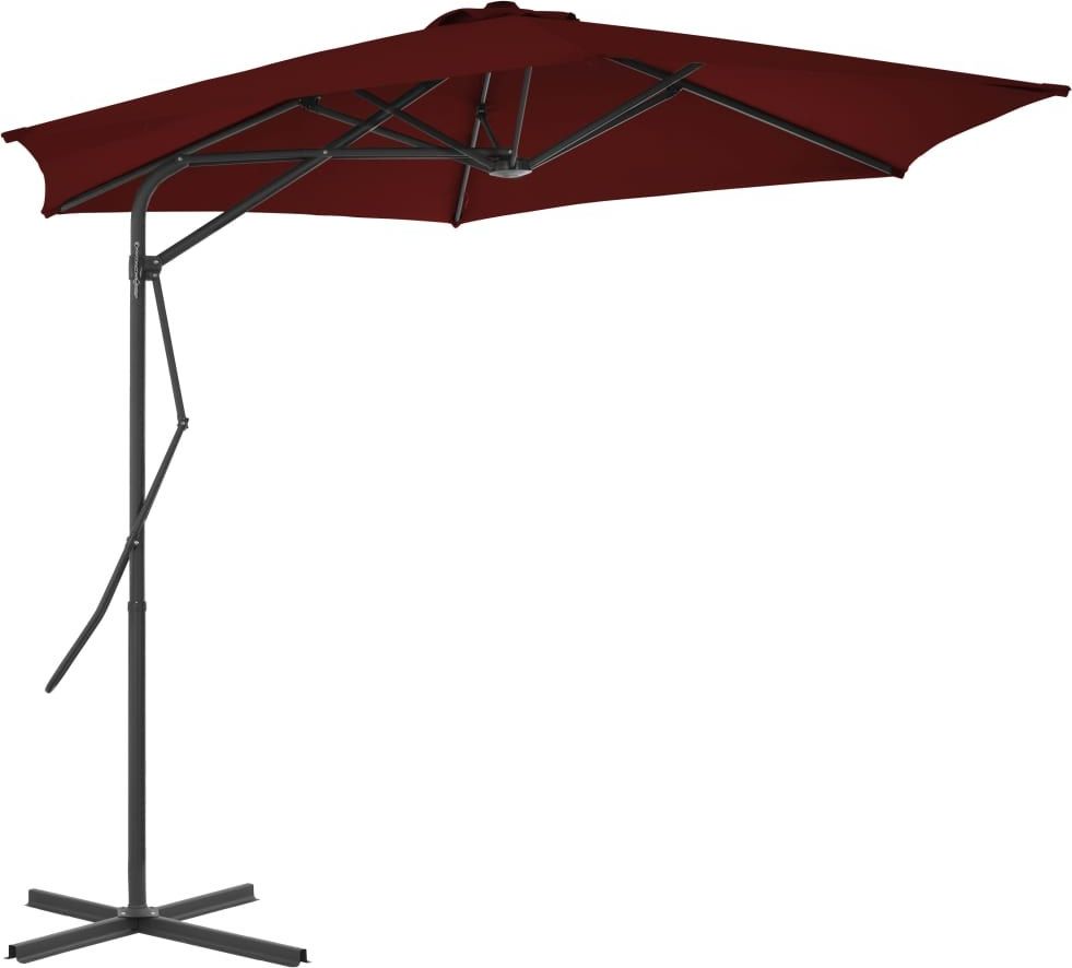 vidaXL VidaXL Parasol ogrodowy na stalowym słupku, bordowy, 300x230 cm