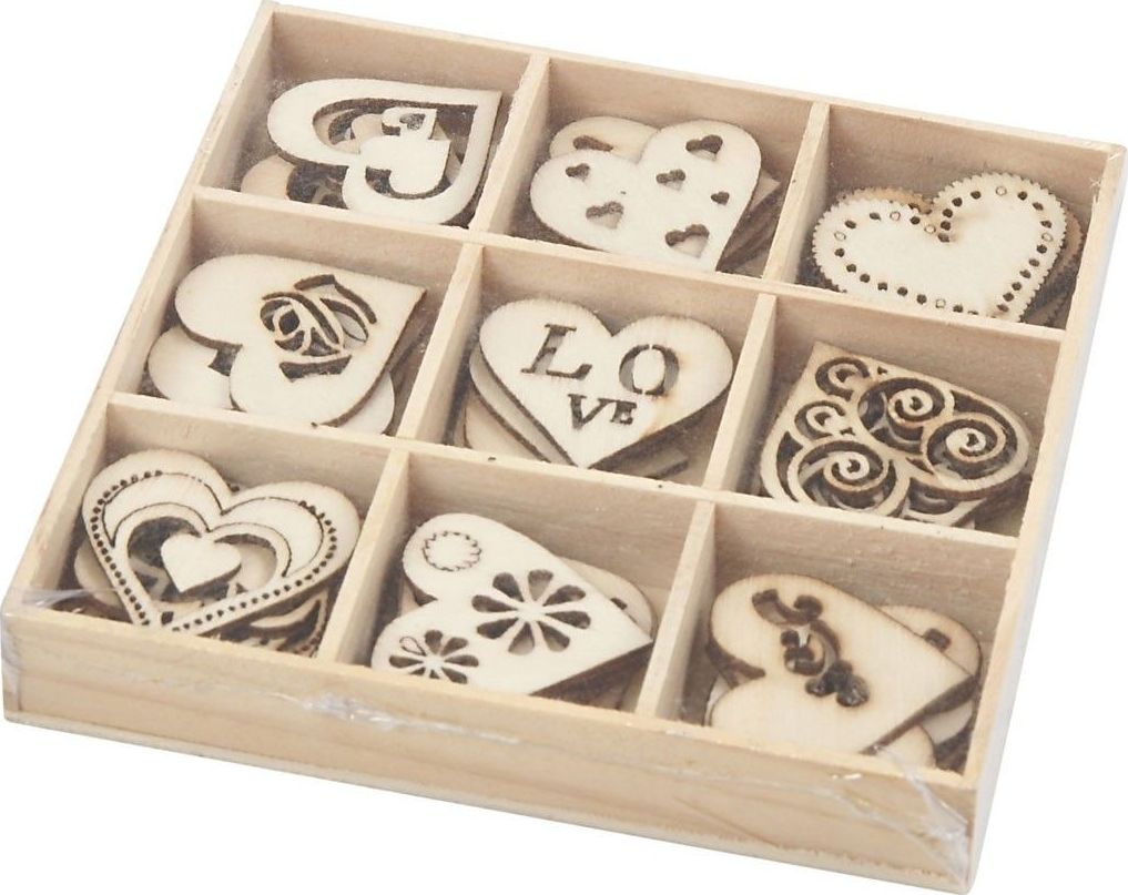 Creativ Company Ozdóbki ze sklejki Serduszka 45 szt.