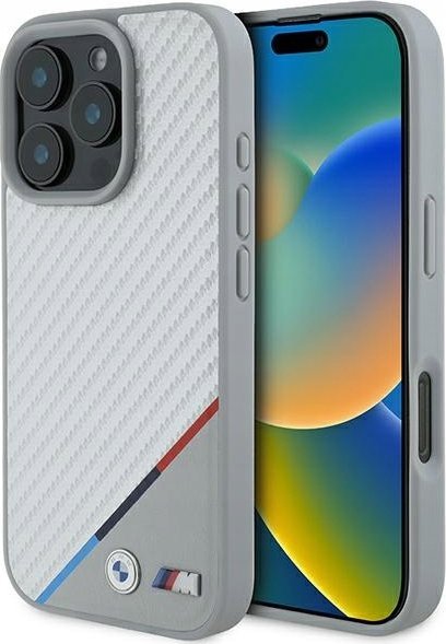 BMW BMHMP16L23PUDTS iPhone 16 Pro 6.3" szary hardcase M Carbon Tricolor Line MagSafe