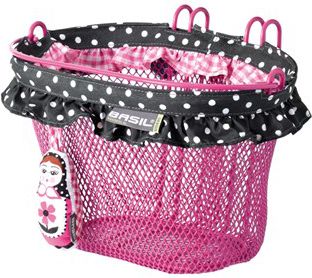 Basil Kosz na kierownicę JASMIN BABOUSHKA BASKET JUNIOR mocowanie na haki 12"-20", stalowy różowy (BAS-30124)