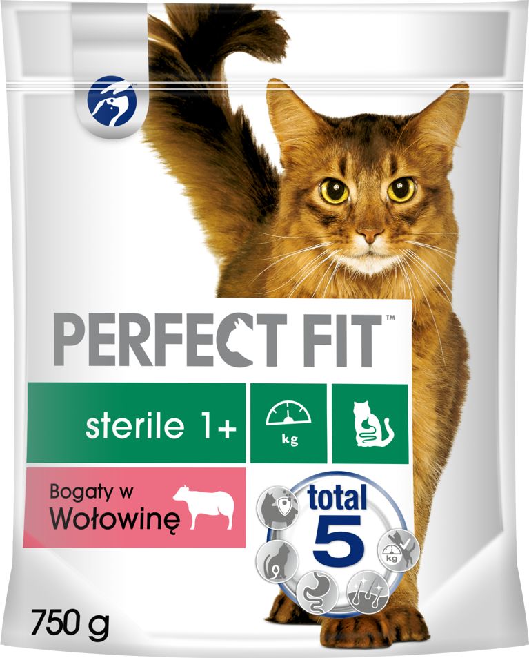 Perfect Fit PERFECT FIT (Sterile 1+) 750g Bogaty w wołowinę - sucha karma dla kota po sterylizacji