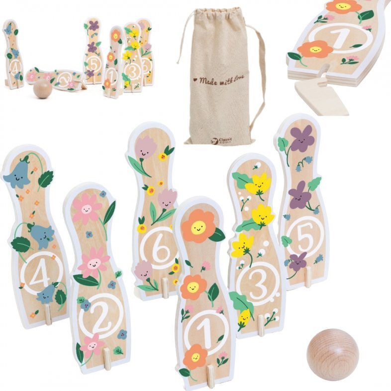 CLASSIC WORLD Wooden Bowling Game for Children 6 pcs + Ball