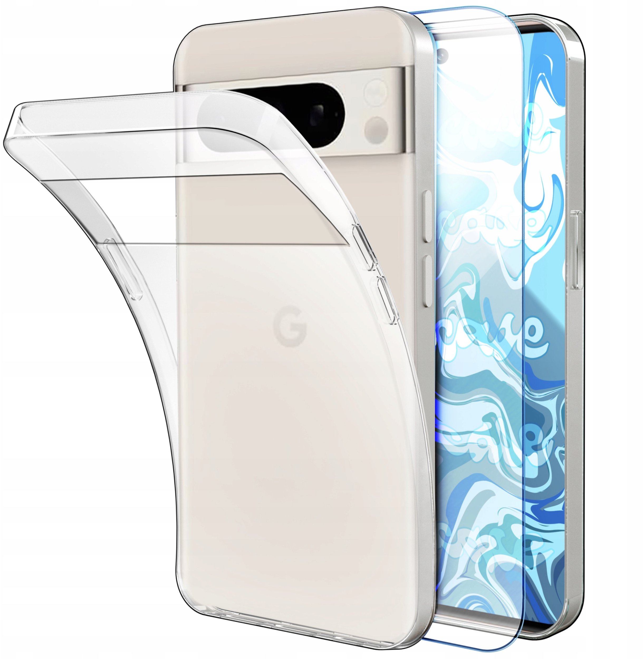 Etui Do Google Pixel 8 Pro (Przezroczyste, Silikonowe, Obudowa) Szkło 9H