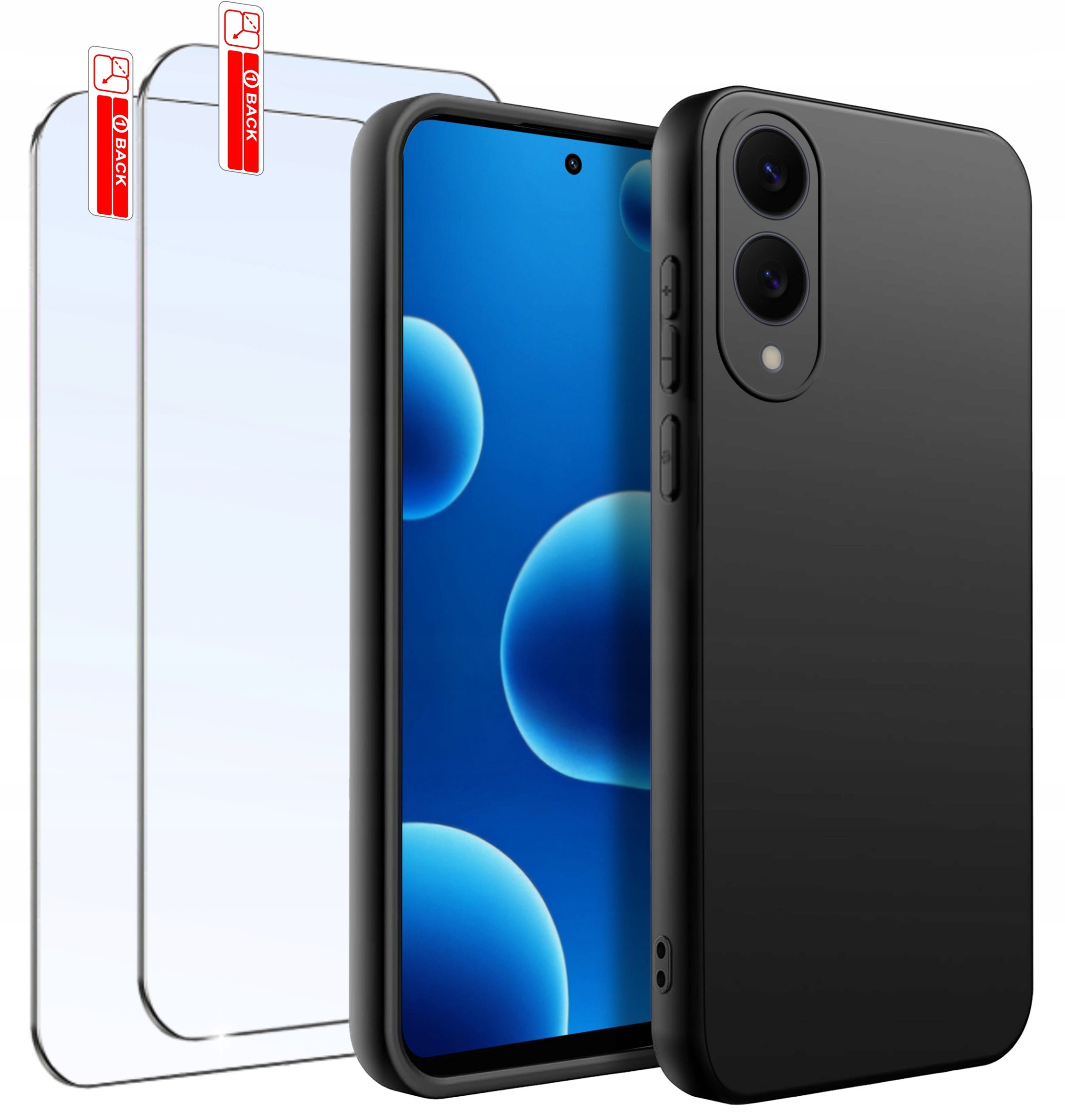 ZESTAW Etui do Samsung S25 EDGE| Matowe Czarne Silikon Slim +2 SZTUKI SZKŁO