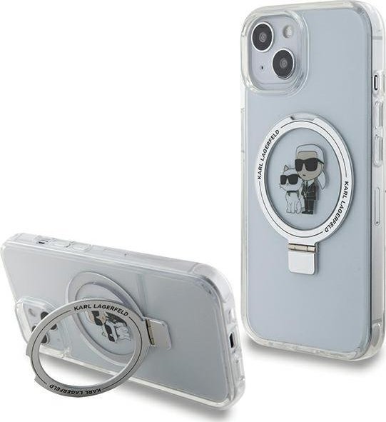 Karl Lagerfeld Karl Lagerfeld KLHMP14SHMRSKCH iPhone 14 / 15 / 13 6.1" biały/white hardcase Ring Stand Karl&Choupettte MagSafe