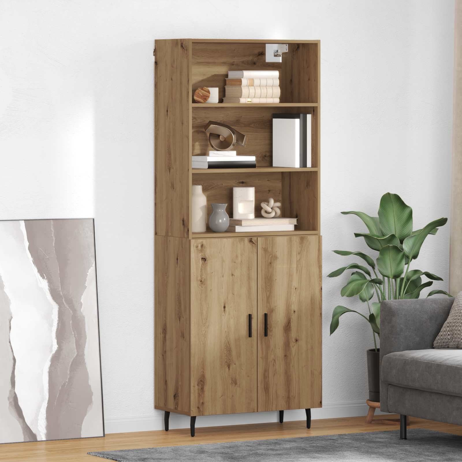 vidaXL Highboard Dąb rzemieślniczy 69,5 x 34 x 180 cm