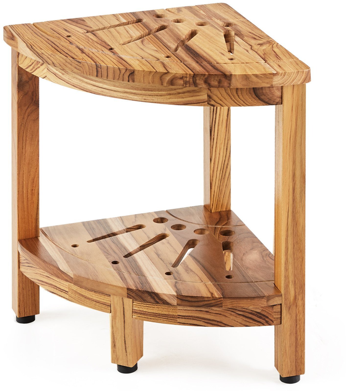 Ławka prysznicowa narożna teakowa 43x30 cm z półką odporna na pleśń