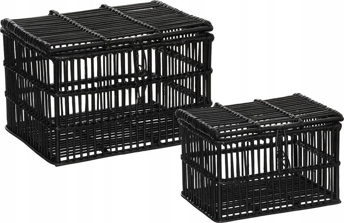 Atmosphera Koszyki dekoracyjne rattanowe, czarne, 3 sztuki