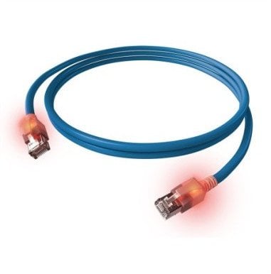 Kabel krosowy EasyLan S/FTP DualBoot LED Cat.6A, RJ45 / RJ45, LSOH, niebieski, 7,5 m