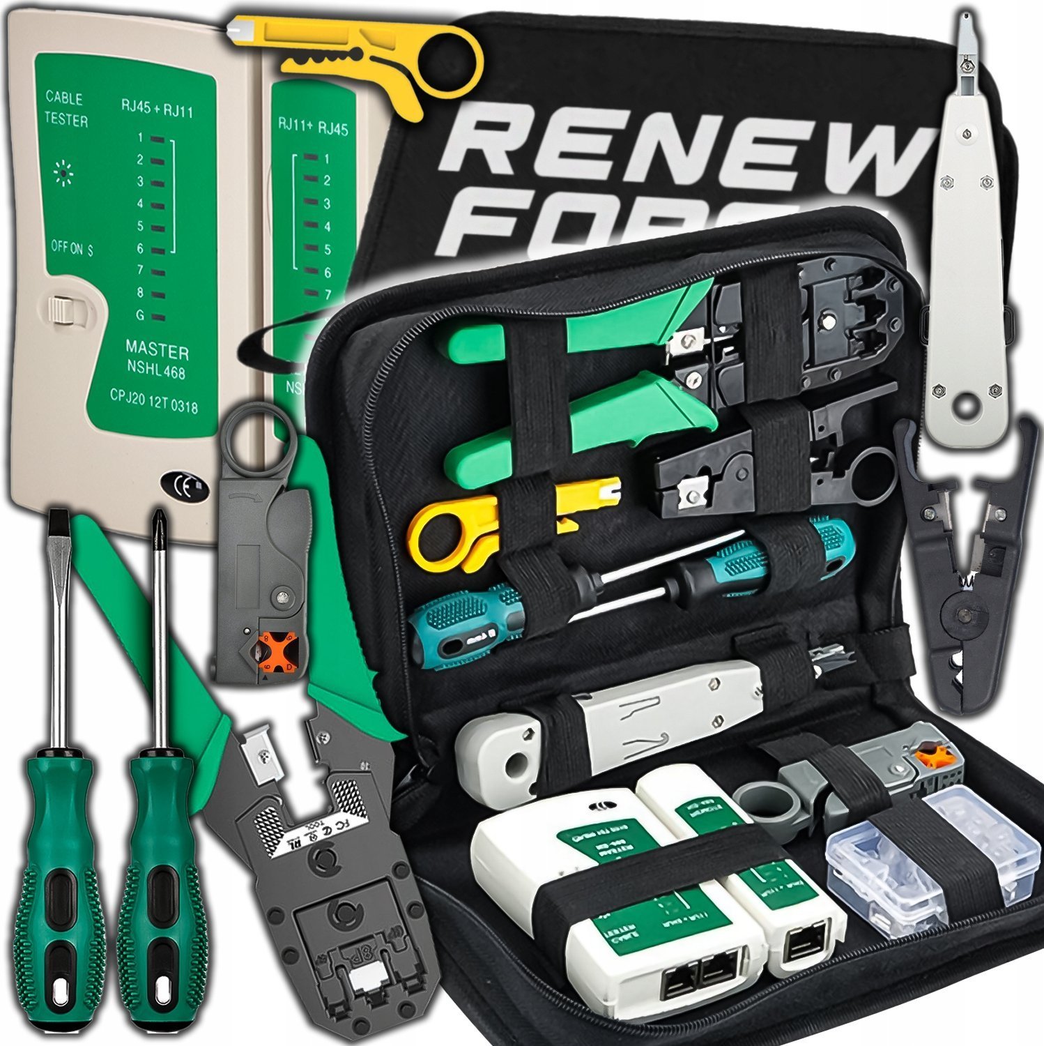 Dexxer Tester kabli z zestawem narzędzi RJ45 LAN BS-470