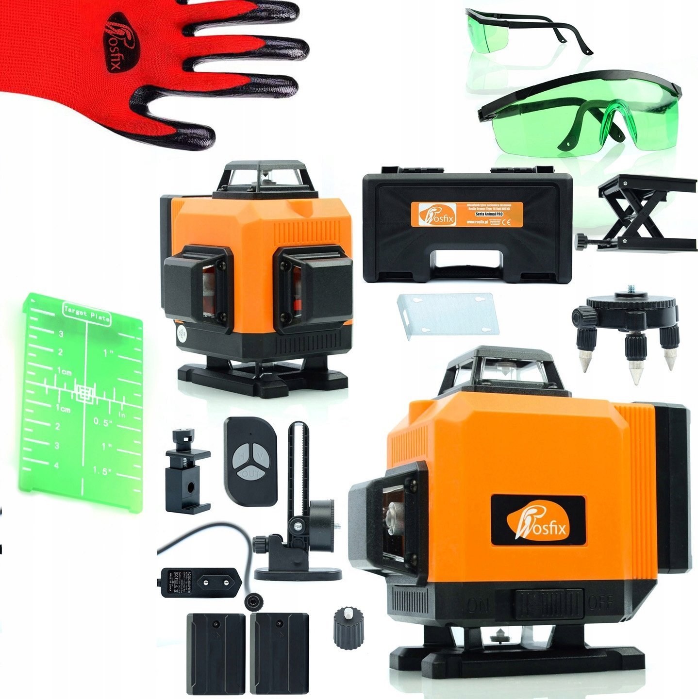 Rosfix LASER KRZYŻOWY POZIOMICA 360 16L TARCZA OKULARY XL