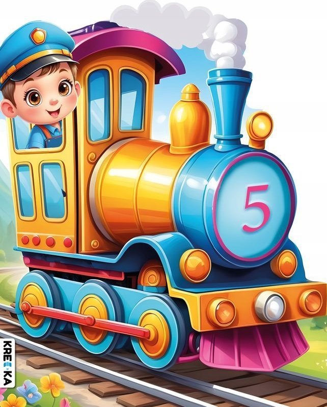 Books And Fun Książeczka Wykrojnik Lokomotywa z maszynistą Books and fun