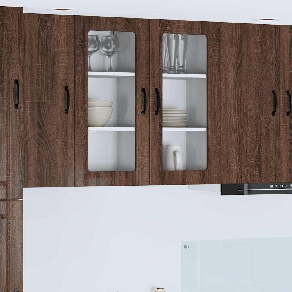 vidaXL Szafka kuchenna wisząca 2 pcs Brązowy dąb 40 x 31 x 80 cm