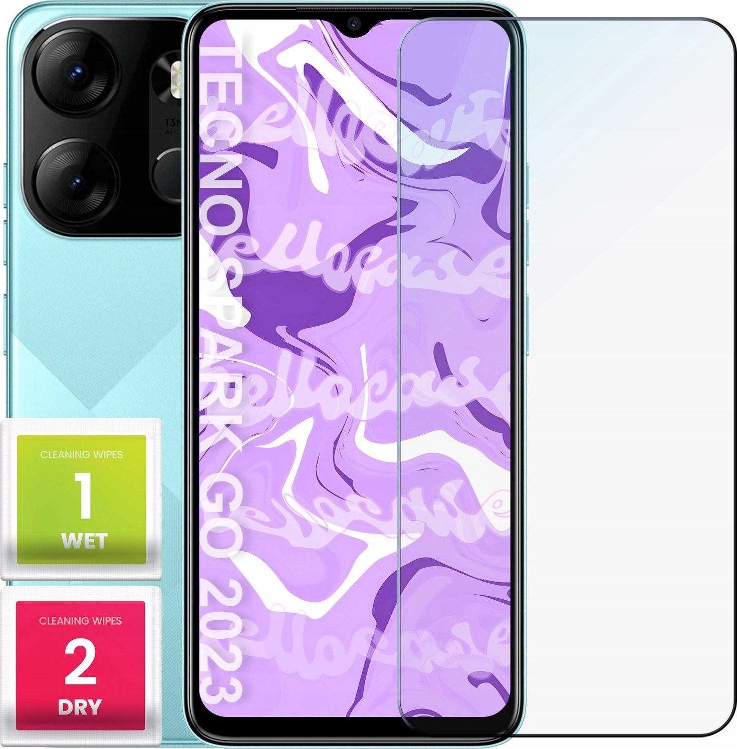 Hello Case Szkło Hartowane do Tecno Spark Go 2023 (szybka 9H, płaskie 2.5D, ochronne)