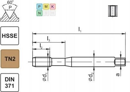 GWINTOWNIK M 7 DIN-371B (6H) HSSE TIN 800X